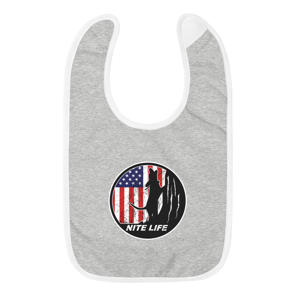 Embroidered Nite Life Baby Bib